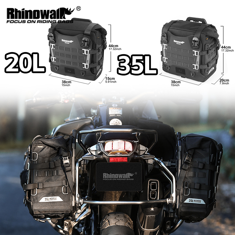 Rhinowalk オートバイサイドバッグ防水 35L 20L クイックリリースバイクサドルパニア旅行荷物収納乗馬バッグ BMW KTM