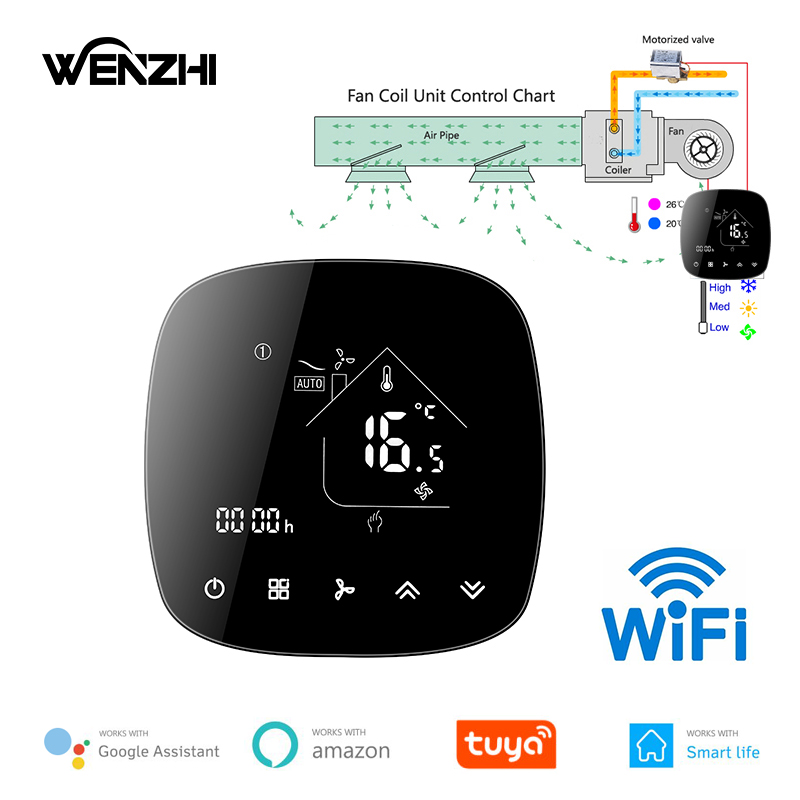 Wifi 空調サーモスタットファンコイルユニットデジタル温度コンディショナーコントローラー 220V Tuya スマートライフ Alexa Google ホーム
