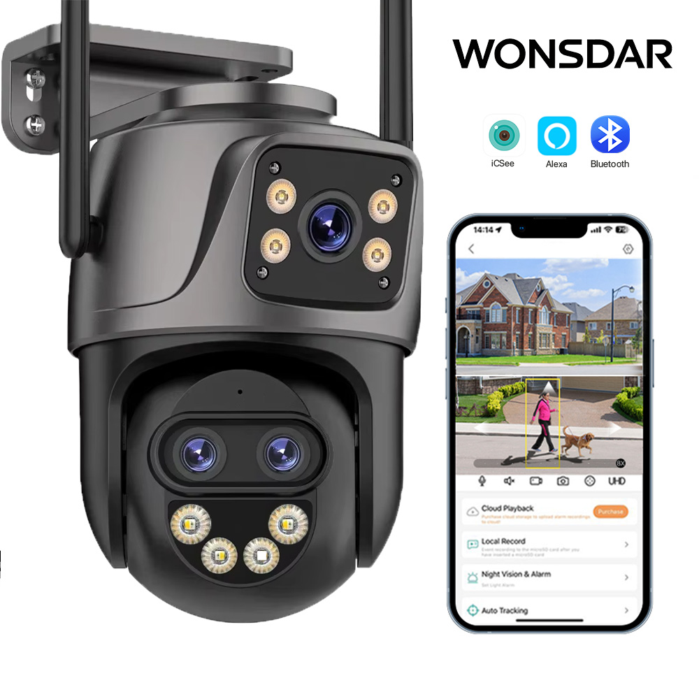 WONSDAR WiFi IP カメラ屋外 8 倍ズーム 3 レンズデュアルスクリーン PTZ カメラ自動追跡ホームセキュリティ CCTV 監視 ICSEE