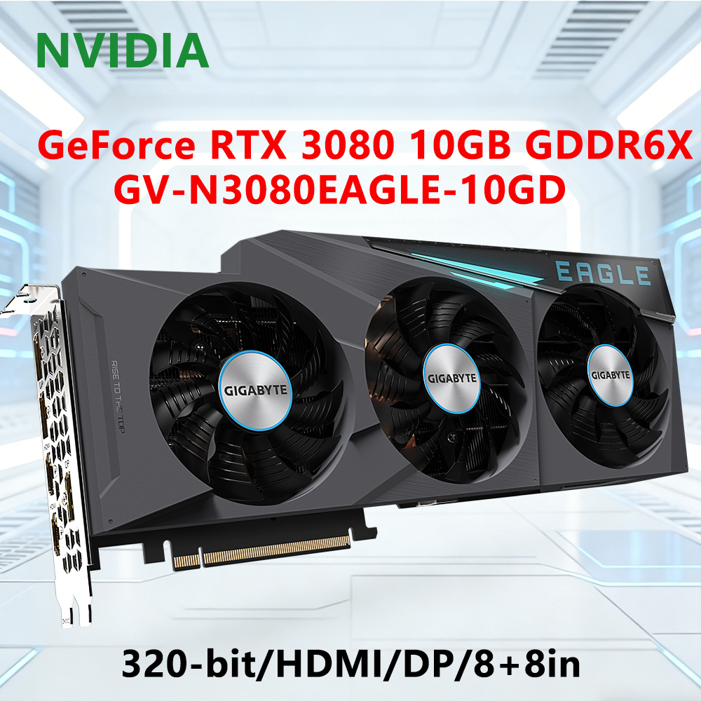 RTX 3080 10GB GPU GIGABYTE placa de vídeo GV N3080EAGLE 10GD support 10GB GDDR6X 320 bit PCI-E 4.0 8pin*2 HDMI DP ATX デスクトップ PC