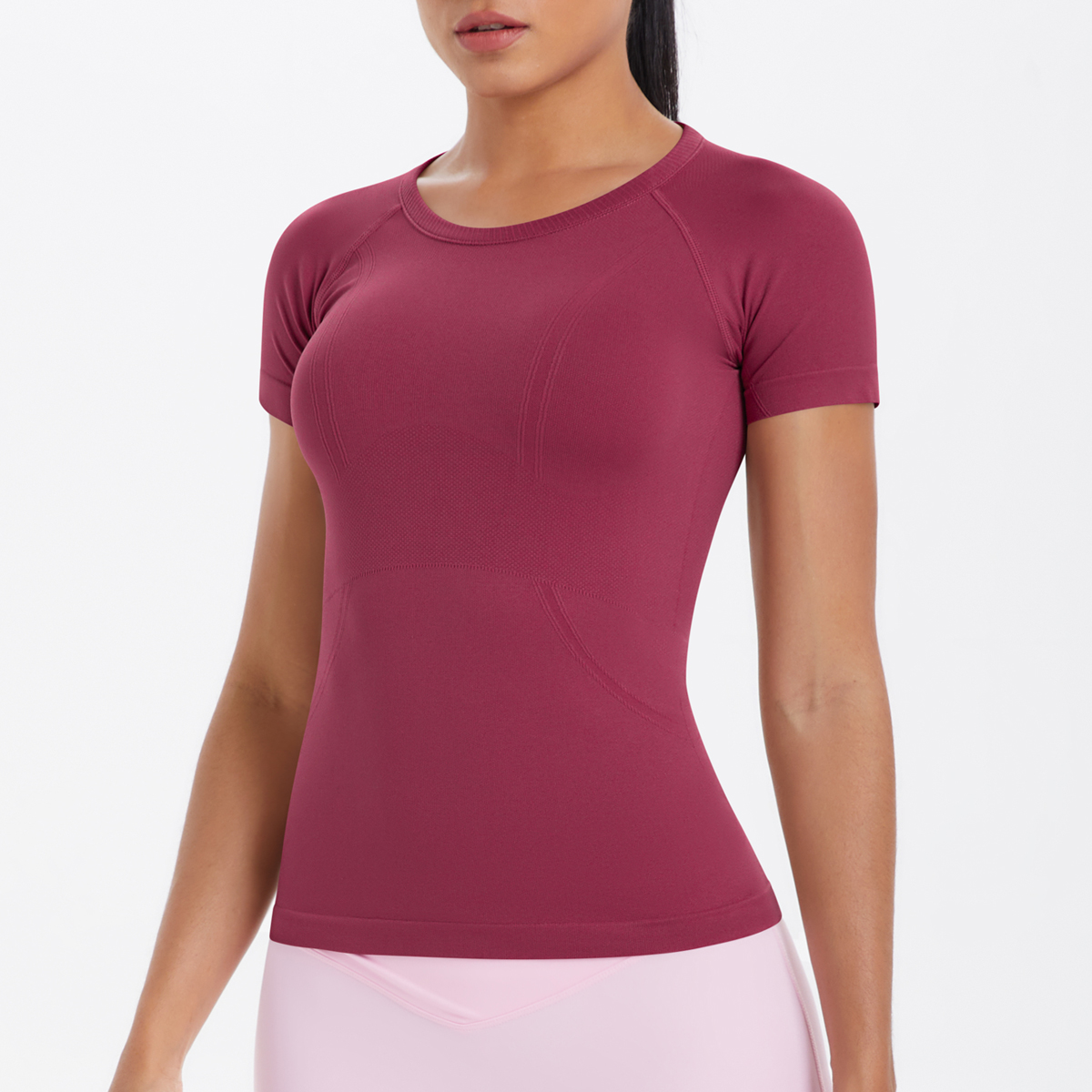 セクシーな女性ヨガトップシームレススポーツ Tシャツフィットネス服半袖ヨガシャツジムトップランニングアクティブウェアスポーツトップ FemmeI