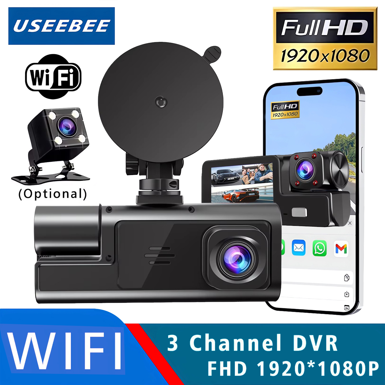 1080P WiFi 3 カメラダッシュカムキャビン車 DVR 車内車両 3 ウェイチャンネル Dvr レコーダービデオ登録器ダッシュカムカムコード