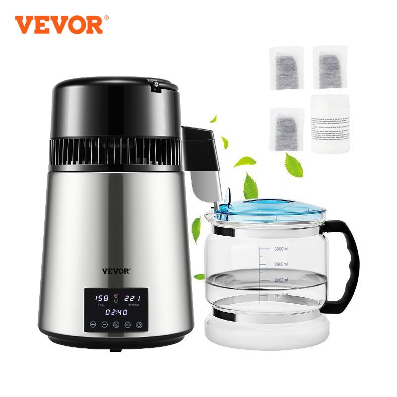 VEVOR 4L 水蒸留器浄水器フィルター 1.5L/H 1L/H 飲料用デュアル温度表示ステンレス鋼クーラーオフィス家庭用