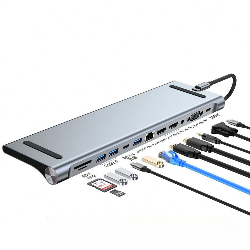10/11/12-in-1 ドッキングステーションラップトップスタンドオーディオ USB Type-C 4K HMDI 100W PD SD/TF ディスプレイポート Macbook PC コンピュータハブ用