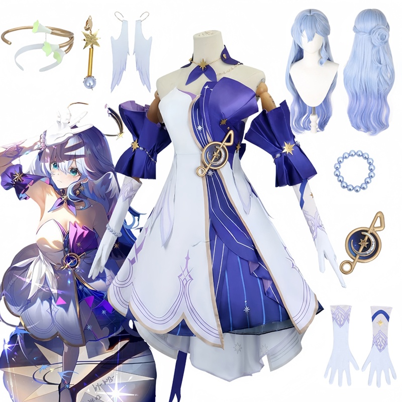 ロビンコスプレゲーム Honkai スターレールロビンコスプレ衣装アニメ 3D プリントドレスかつらロールプレイ制服フルセット女性女の子