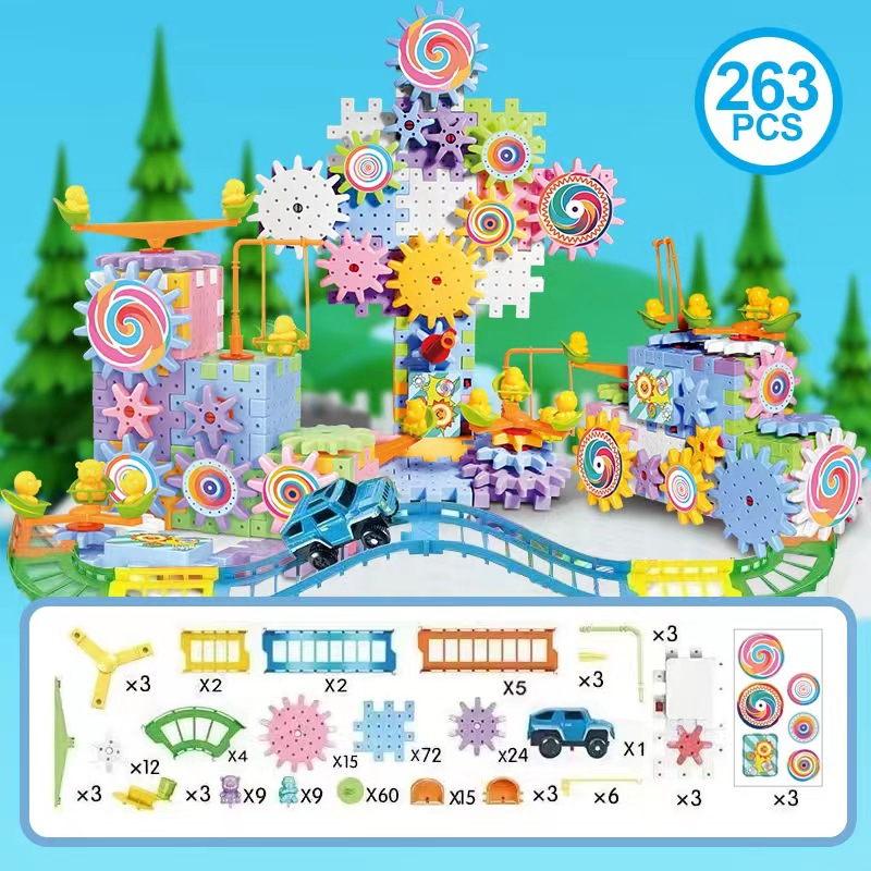 3D パズル電気歯車モデル構築キットプラスチックレンガブロック知育玩具子供のための子供ギアブロック建物のおもちゃ