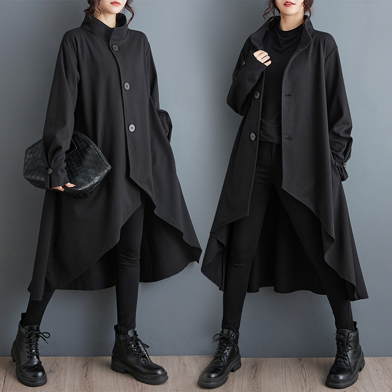 カジュアル Sle 女性のロングコート秋冬ファッション韓国語バージョンルーズ特徴ウールジャケットミディアム丈コート