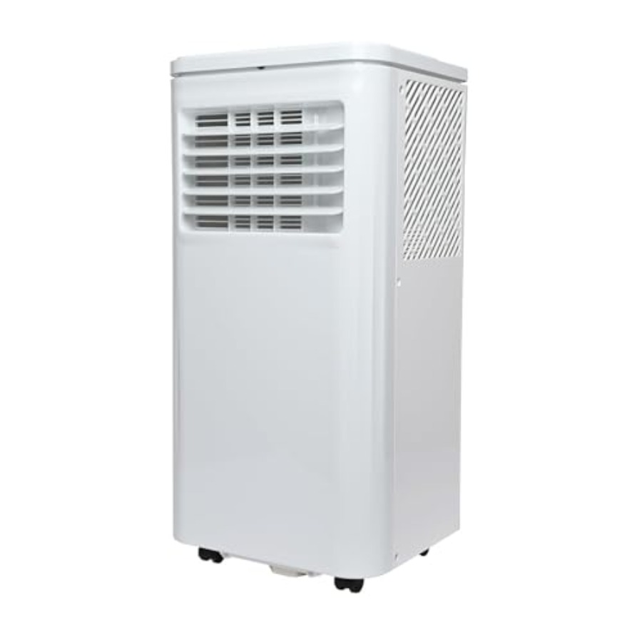 4-in-1 ポータブル エアコン 寝室用 10,000 BTU、静かな動作、エネルギー効率、24 時間対応の白いプラスチック製ユニット