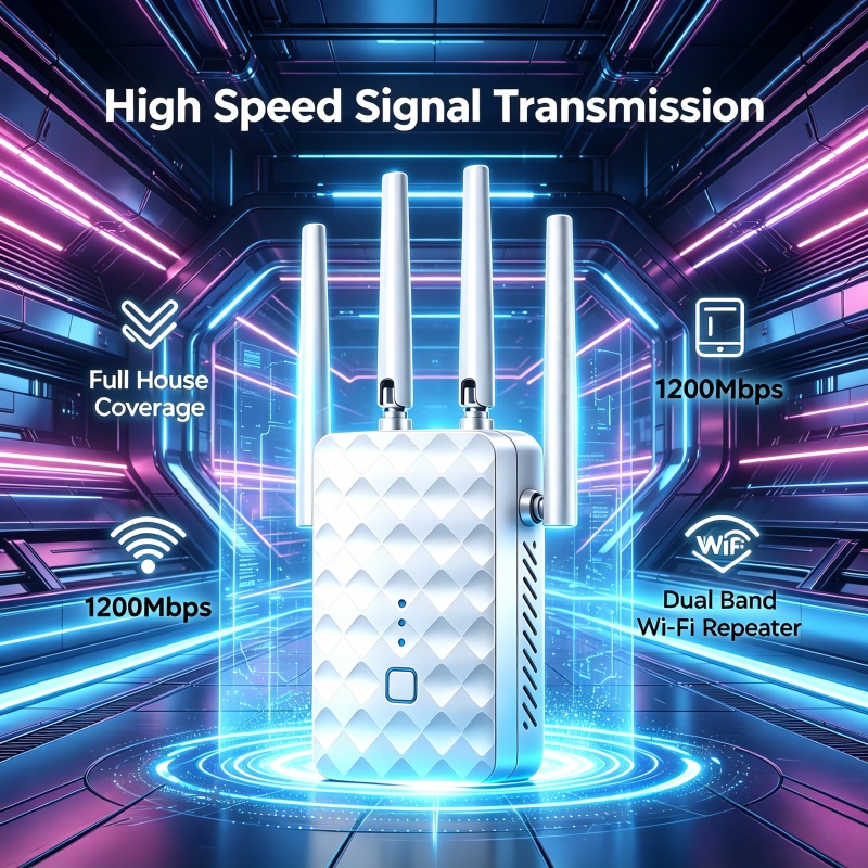 1200Mbps WiFi リピーター ワイヤレス 2.4G/5GHz デュアルバンド Wi-Fi 信号エクステンダー アンプ ルーター 長距離ブースター 高速バンド