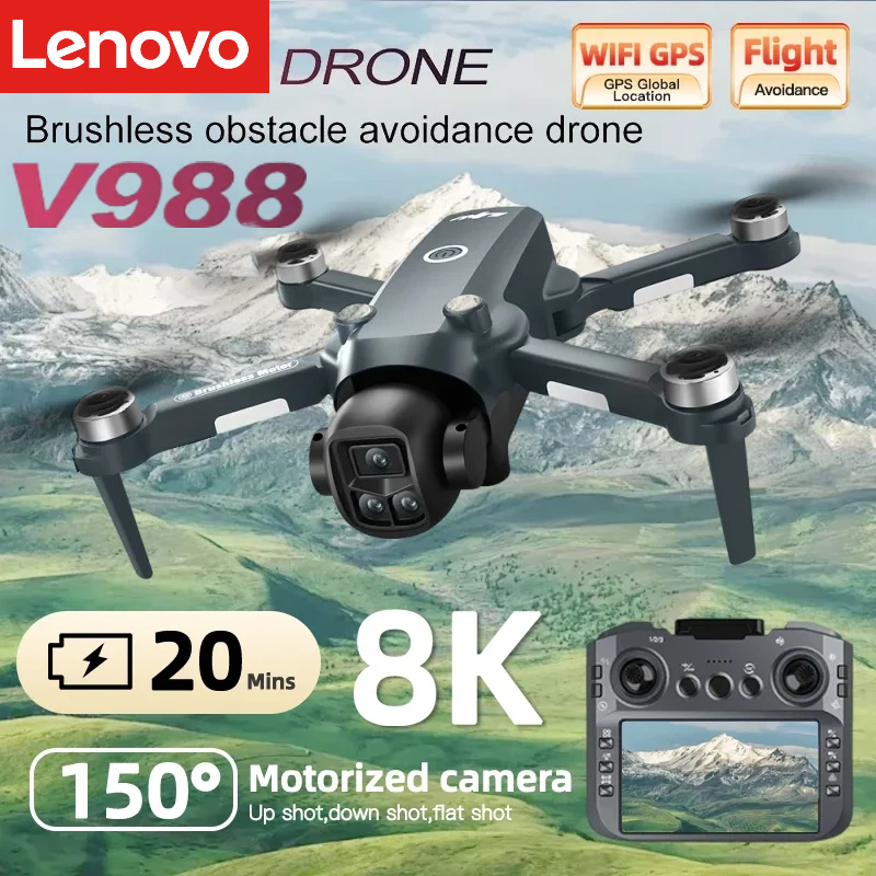 レノボ V988 カメラドローン 8 18k プロフェッショナルドローン 4 18k スクリーン下 249 グラムリモコンブラシレス RC Quadcopter おもちゃ新しい