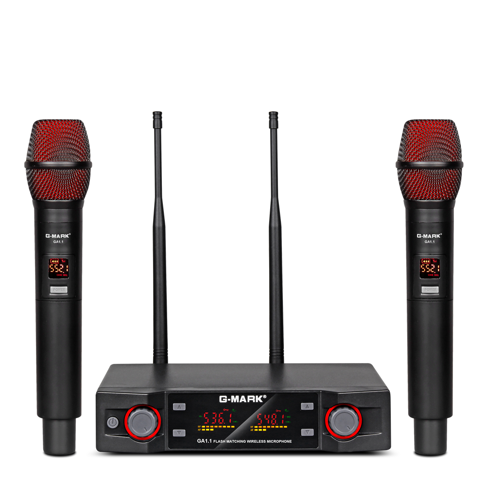 G-MARK GA1.1 Wireless Microphones Professional Dual UHF Cordless Dynamic Mic Handheld For Karaoke Singing Meeting Party Church