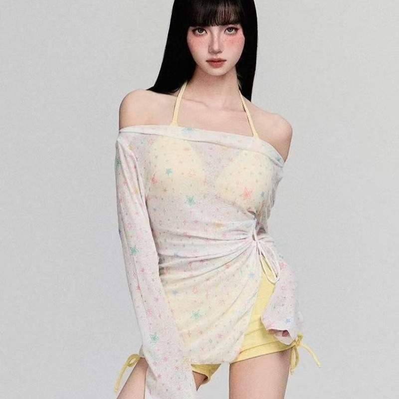 Women Three Piece Split Bikini Swimsuit Small Fresh Pure High End Beach Swimwear Summer Vacation Pool Party Female Bathing Suit