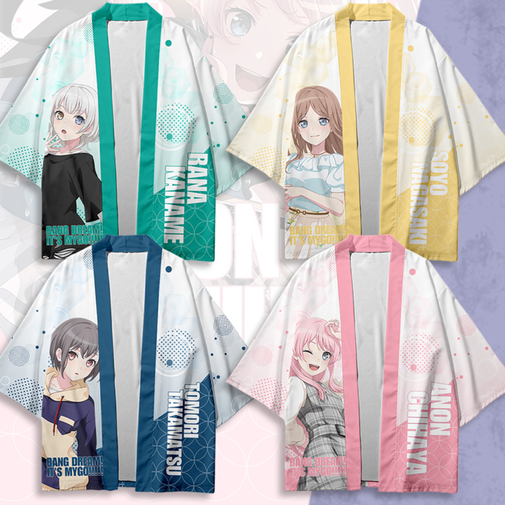 アニメ バンドリ！それはMyGOです！日本の着物羽織浴衣コスプレ女性/男性ファッション夏半袖着物シャツストリート