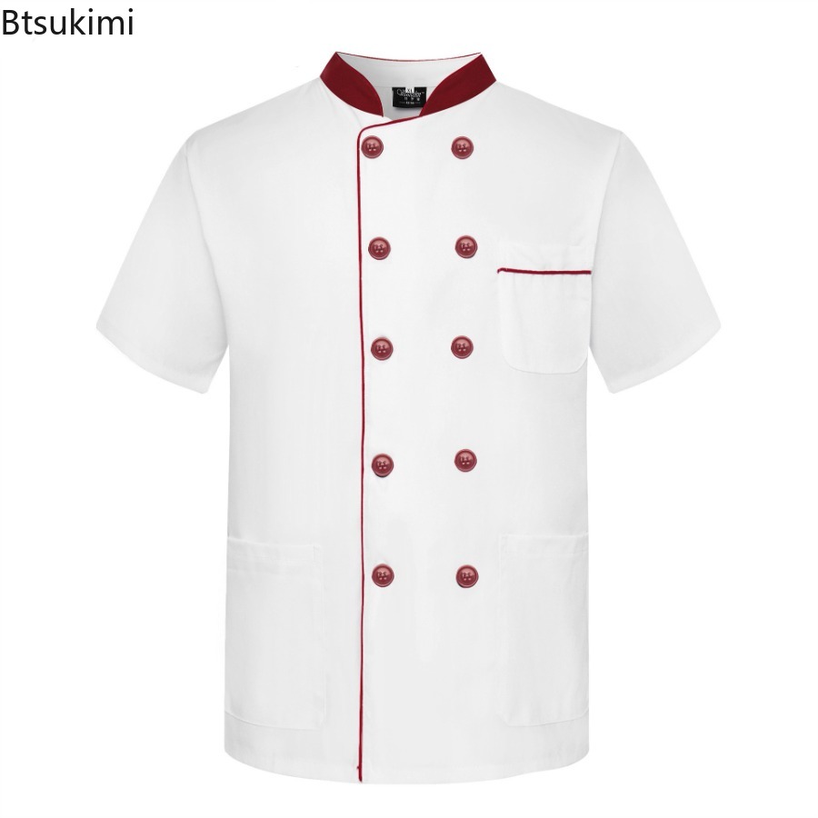 2026 新しいキッチンシェフ作業服メンズシェフ制服半袖薄い夏通気性長袖ハイエンドヘッドシェフ服
