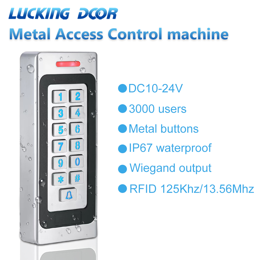 金属アクセス制御キーパッドスタンドアロン IP67 防水屋外 DC 10-24V 125Khz / 13.56Mhz Rfid カードリーダーデジットコードコーダー