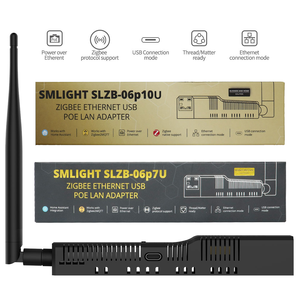 SMLIGHT SLZB-06U SLZB-06MU Zigbee3.0 イーサネット USB 2.4G WiFi コーディネーター PoE 付き ZHA ホームアシスタント Zigbee2MQTT と連携