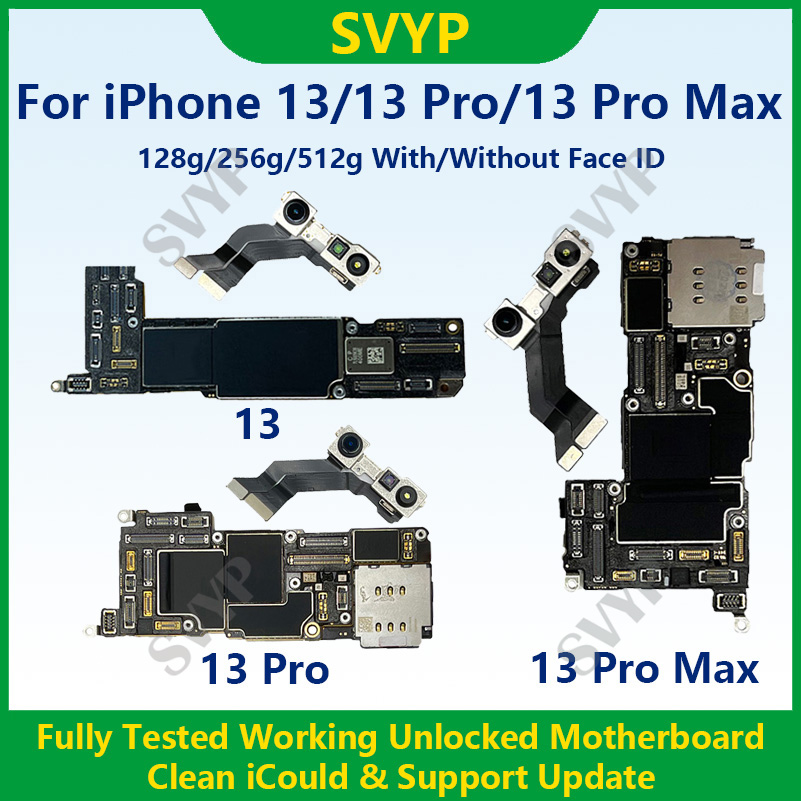 iPhone 13 Pro Max 128g/256g 用の完全にテストされた本物のマザーボード、顔 ID 付きロック解除済みメインボード、iCloud 高速配送