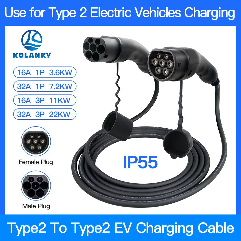 EV 充電ケーブル 16A 3.6KW/11KW 電気自動車コード 3.5 メートル/4 メートルタイプ 2 IEC 62196 AC 公共充電ステーションオスメスプラグ