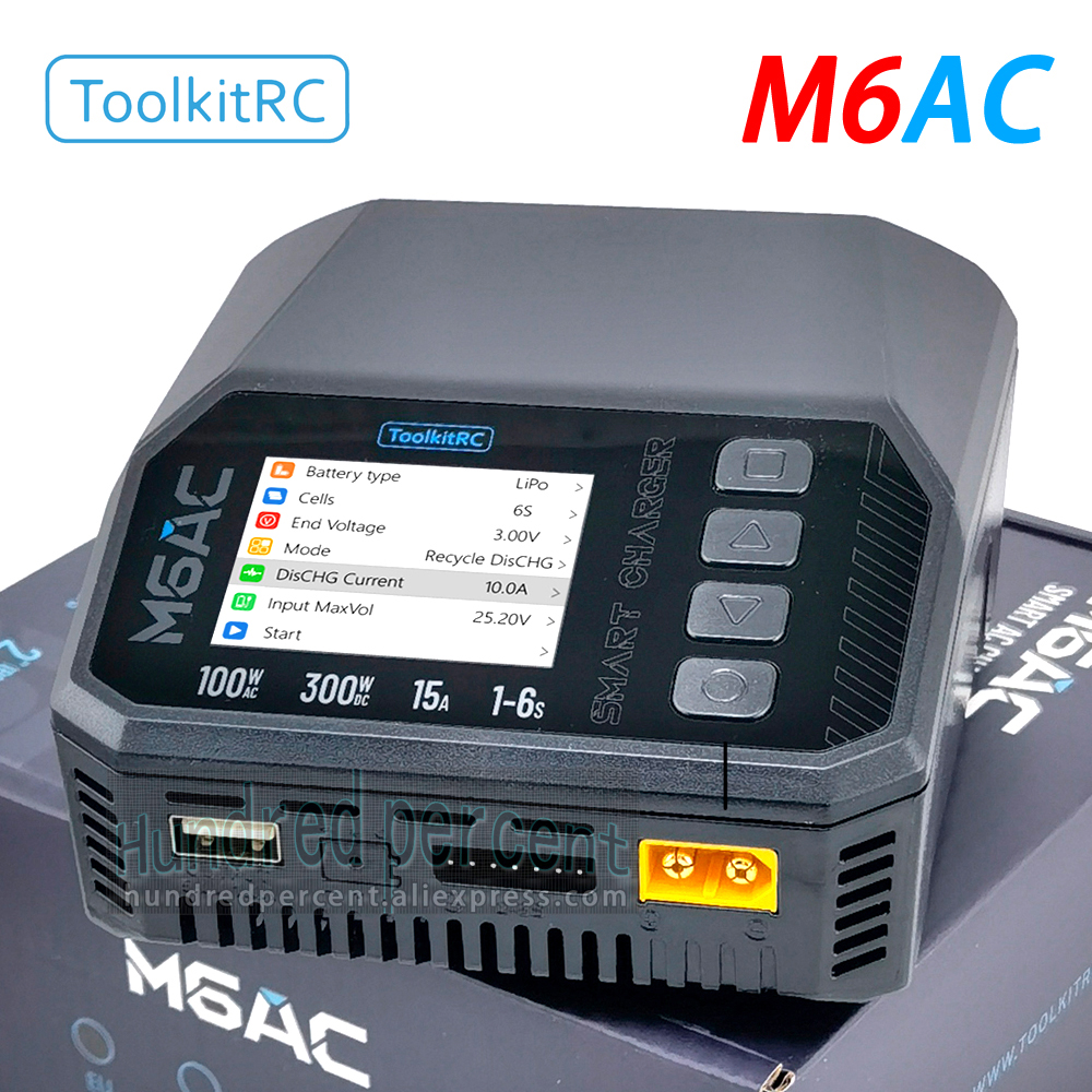 ToolkitRC M6AC スマート Lipo バッテリー充電器放電器 AC 120W DC300W MAX30A 1-6S バッテリー FPV モデル用スペアパーツ LiHV LIFE LILON