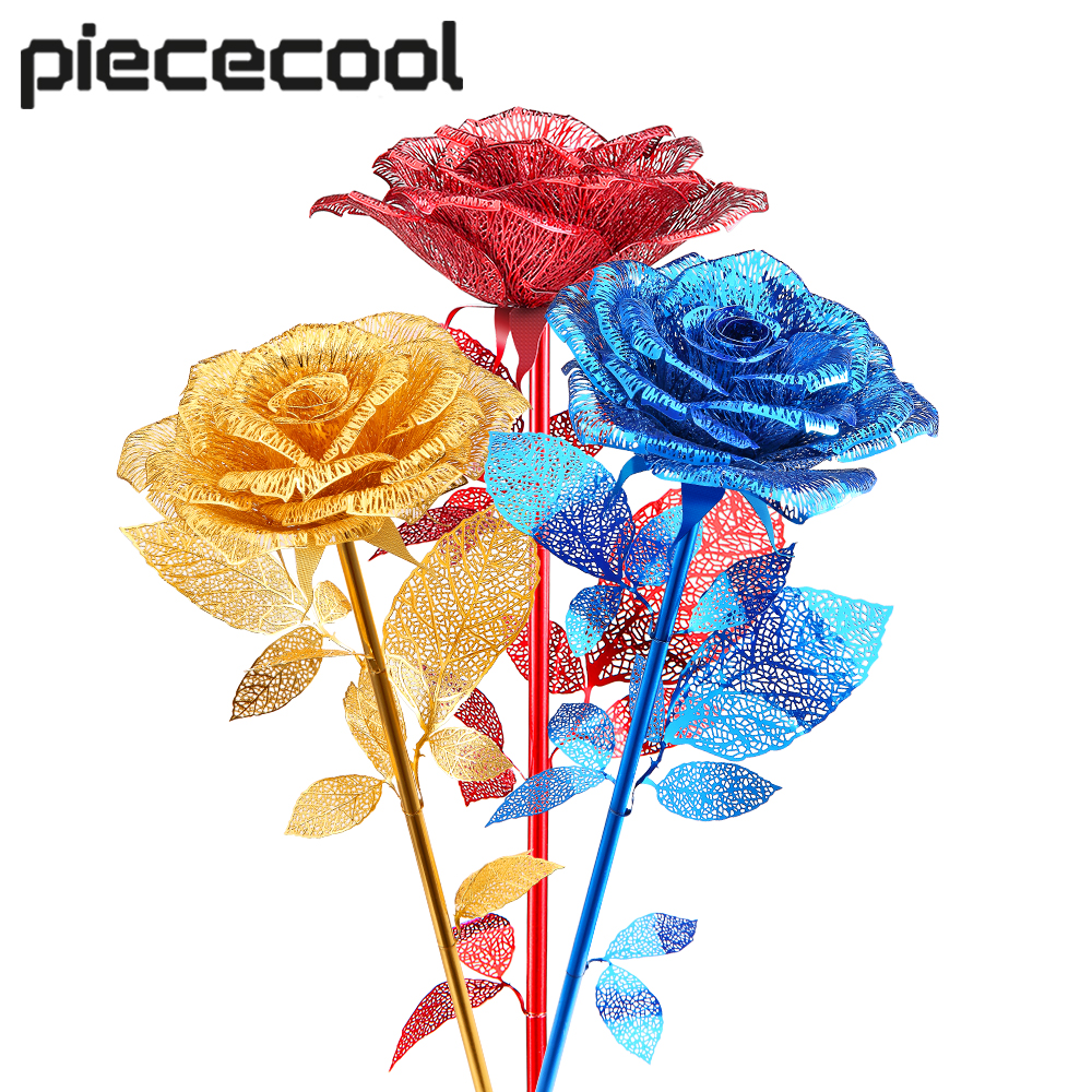 Piececool 3D メタルパズル-ローズモデル構築キット DIY ジグソーパズルおもちゃ大人の誕生日ギフト