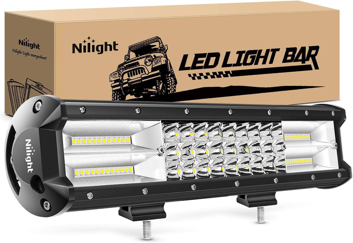 Nilight 15 インチ 3 列ライト 216 ワット 21600LM フラッドスポットコンボビーム LED ライトバー駆動ボート超高輝度 Led オフロードトラック
