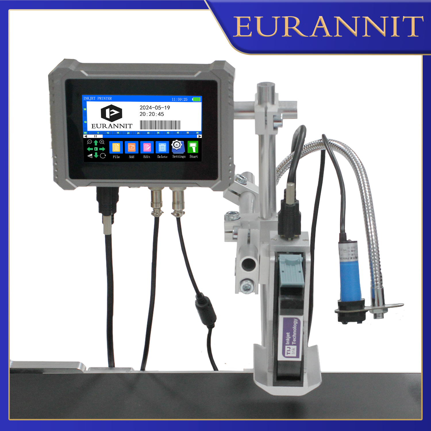 EURANNIT U3-Plus 産業用オンラインインクジェットプリンタ 12.7/25.4 ミリメートルノズルラベルプリンタテキスト QR バーコードロゴ有効期限 TIJ プリンタ