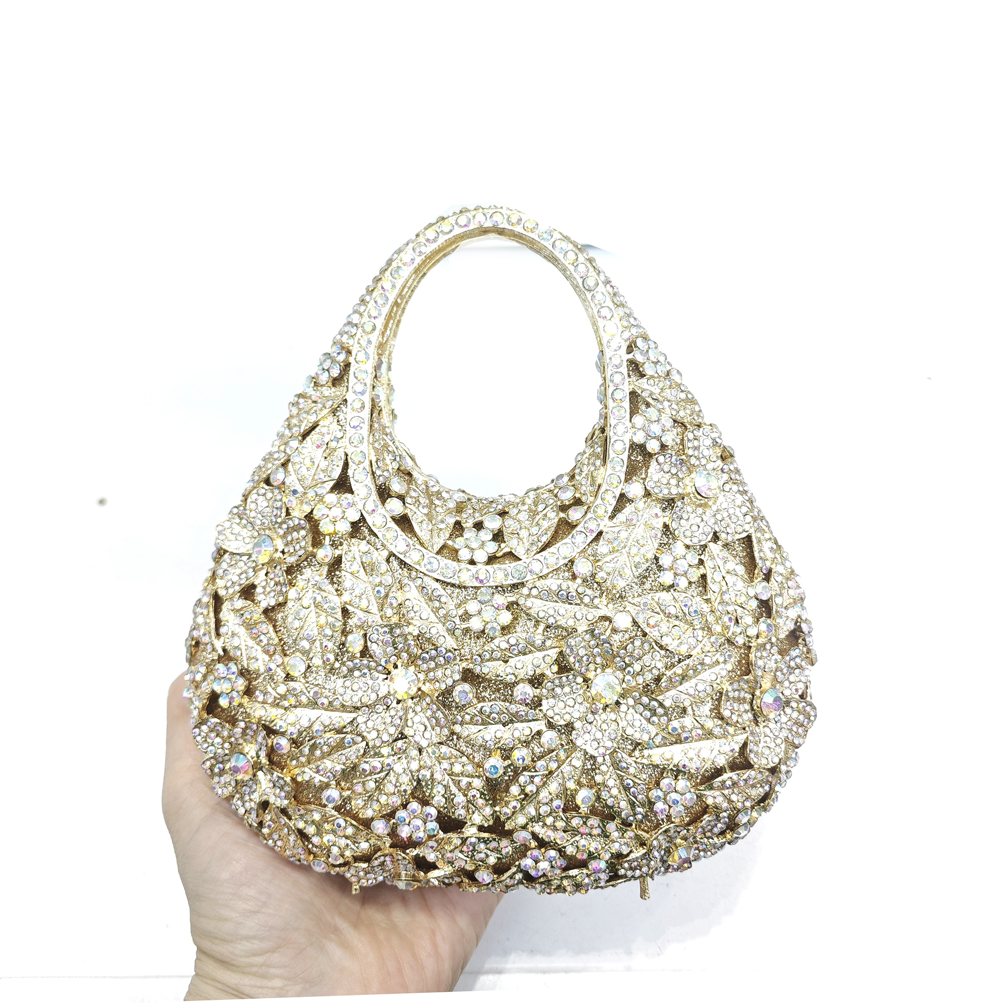 フラワートップハンドルバッグ WHTUOHENG イブニングバッグ女性の高級ラインストーンフォーマルクラッチディナー財布ウェディングパーティーハンドバッグ