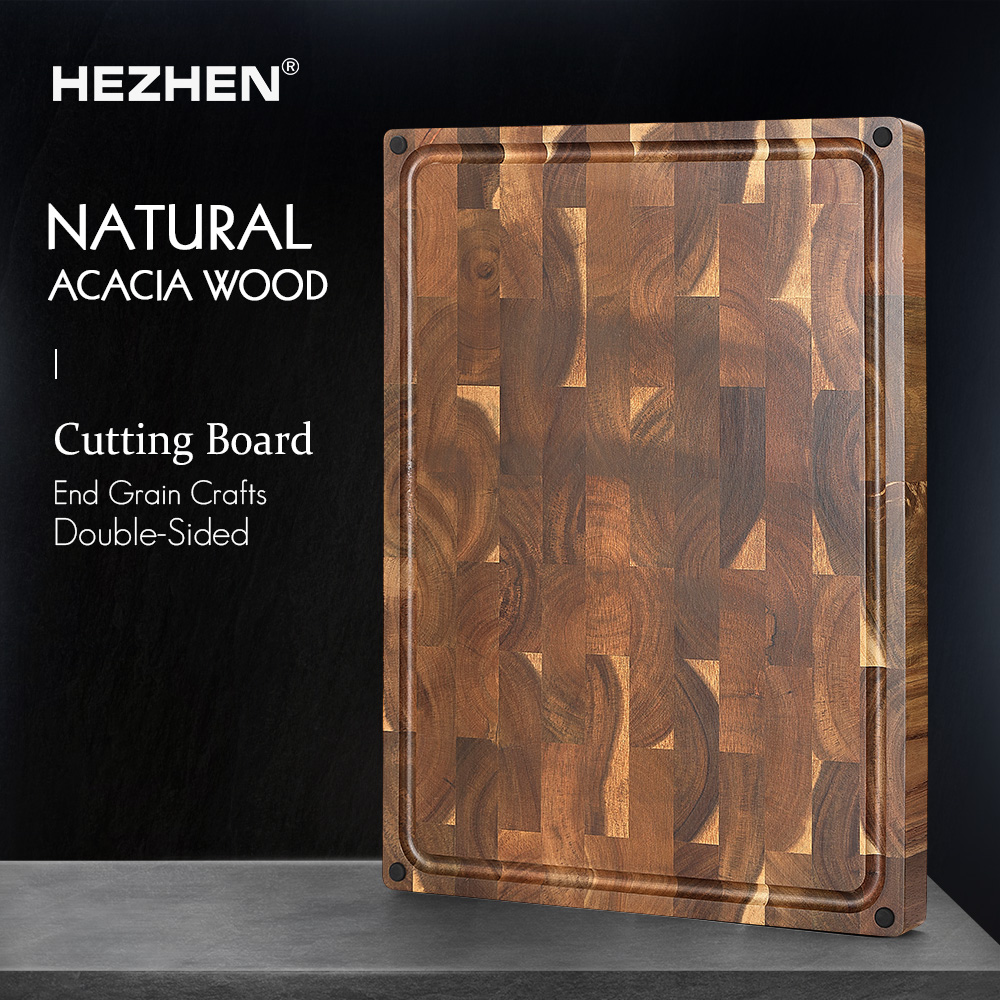 HEZHEN 高品質アカシア木材スプライシングまな板両面使用厚みのあるまな板キッチンツール