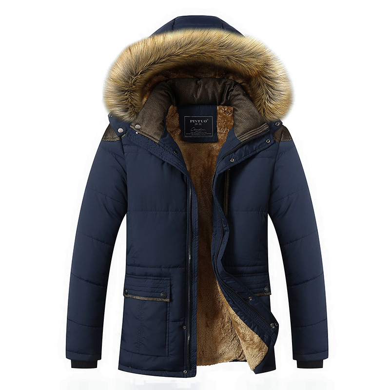 M-5XL Fur Collar Hooded Men Winter Jacket 2025 New Fashion Warm Wool Liner Man Jacket and Coat Windproof Male Parkas casaco