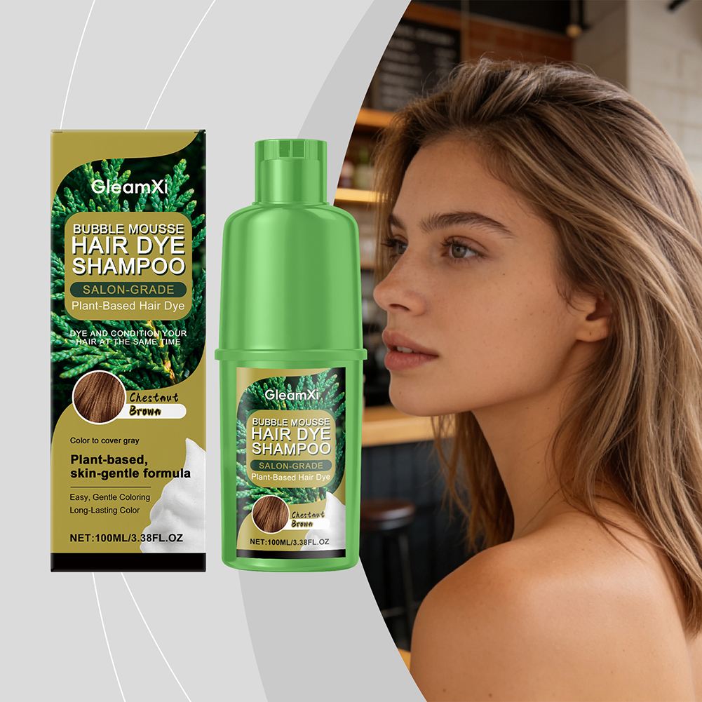 天然植物ベースのバブルヘアカラーフォームブラウンヘア染料シャンプーグレーカバレッジ用アンモニアフリーハーブヘアカラーシャンプー
