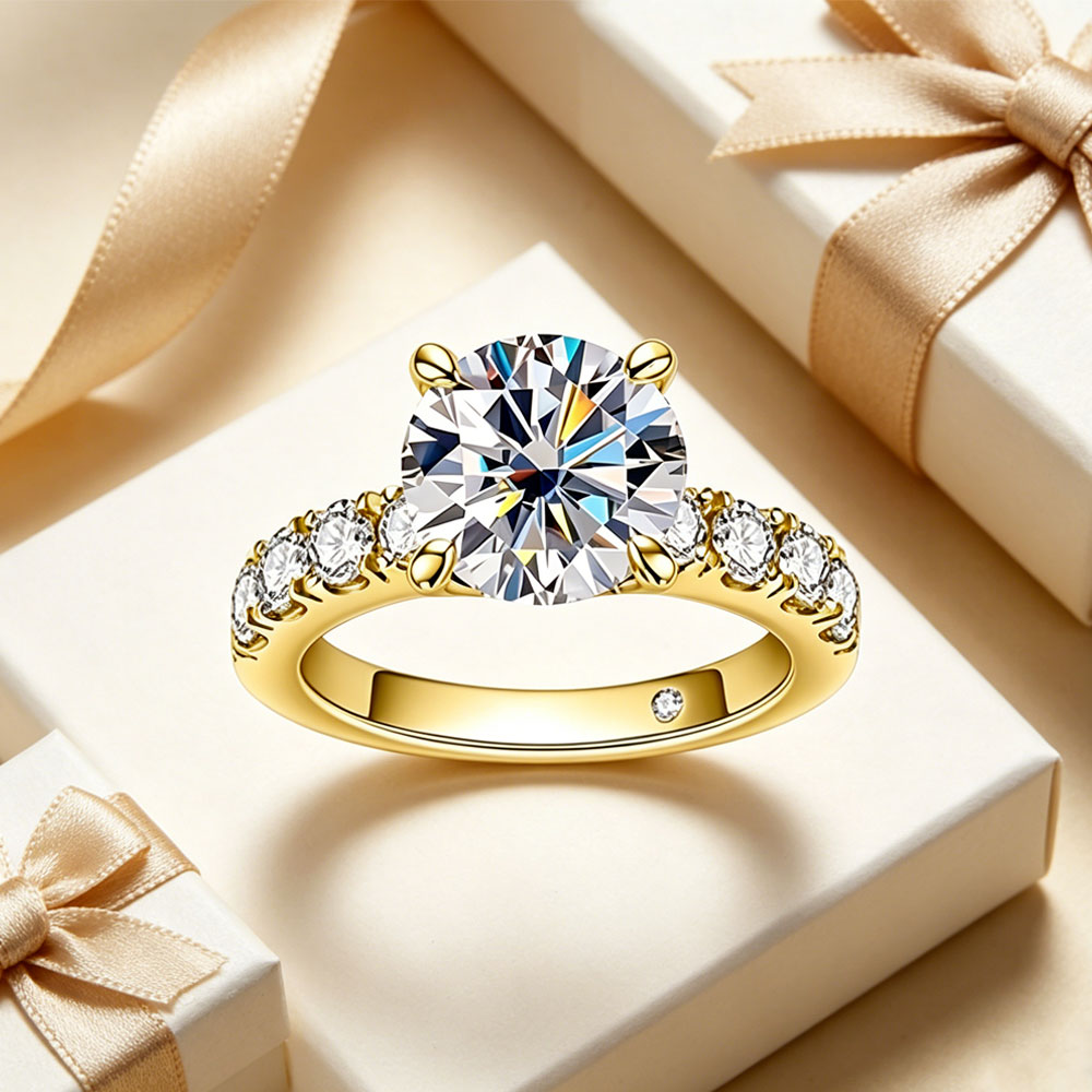 S925 シルバー ラウンド カット モアッサナイト 女性用リング エレガントでロマンチックな婚約 結婚式の約束 記念日 ギフト ユニークな宝石商