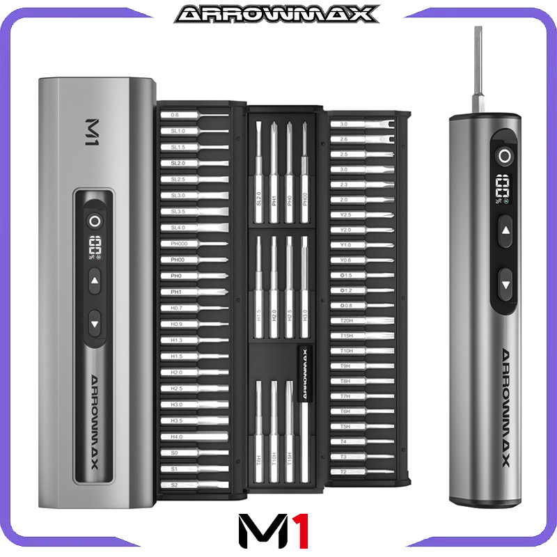 ARROWMAX M1 電動ドライバーセット精密磁気ビット 5 ギア調整可能なトルク充電式コードレスドライバー新しい