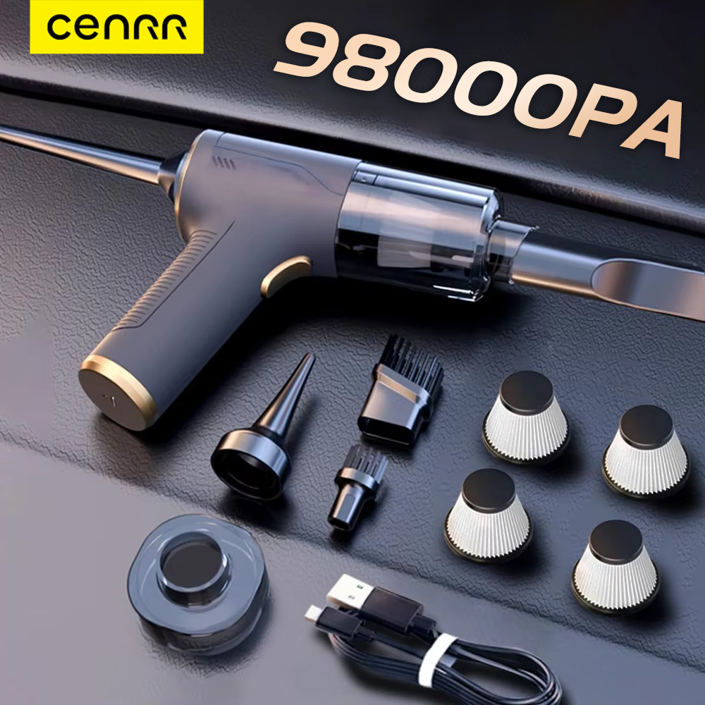 CENRR 98000PA 車用掃除機 ミニ コードレス 強力なワイヤレス カークリーナー ハンドヘルドエアガン ポータブル掃除機 車用