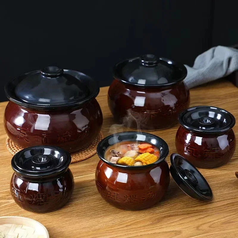 250 ミリリットル 300 ミリリットル 500 ミリリットル 1L 1.5L キャセロールスープ粘土シチューポットビーフンお粥牛乳調理鍋陶器ポットキッチンガジェット