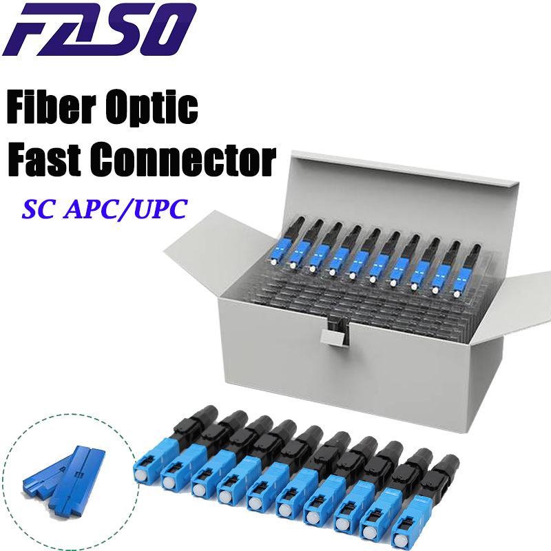 FASO 100 個/50 個 FTTH SC UPC 光ファイバコネクタ FTTH 光ファイバ高速コネクタツールキット UPC ファイバコネクタテスト用