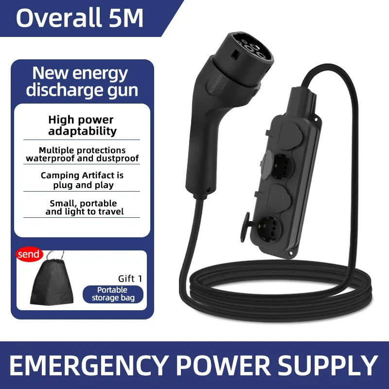 ポータブル 16A 4KW 電気自動車 EV 充電器 V2L ケーブル側放電プラグ IEC62196-2 Type2 屋外発電所用 EU ソケット付き
