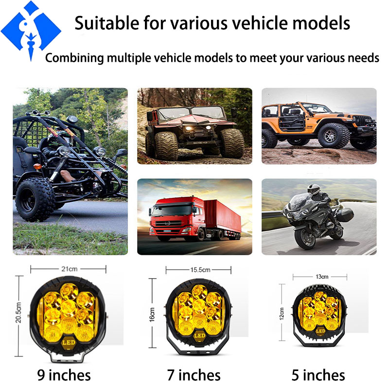 5/7/9 インチ LED ワークライト LED フォグドライビングコンボライトバー ジープラングラー ATV UTV SUV オフロード 4x4 ピックアップフォードトラック アンバーホワイト用