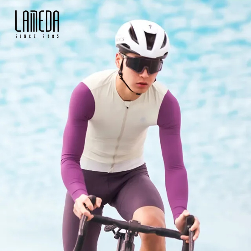 LAMEDA 男性ジャージ春夏 UPF50 通気性薄型長袖 MTB ロードバイクプロサイクリングバイクスリムジャージ