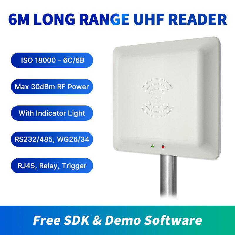 6m 長距離 LED 内蔵 UHF RFID タグリーダー RFID UHF リーダー WG26/34 RS232/485 TCPIP リレー 駐車場アクセス制御用