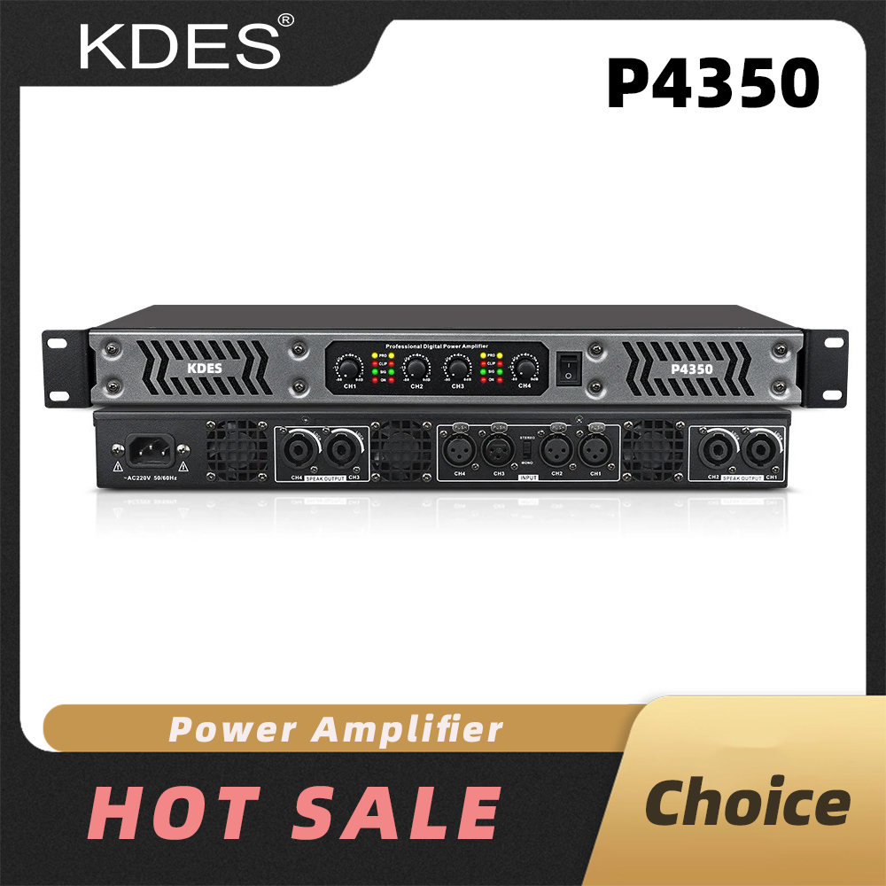KDES PA/DJ パワーアンプ 2 チャンネル (8Ω) 300W および 4 チャンネル (8Ω) 350W クラス D デジタル 1U ステージ KTV 会議システム用