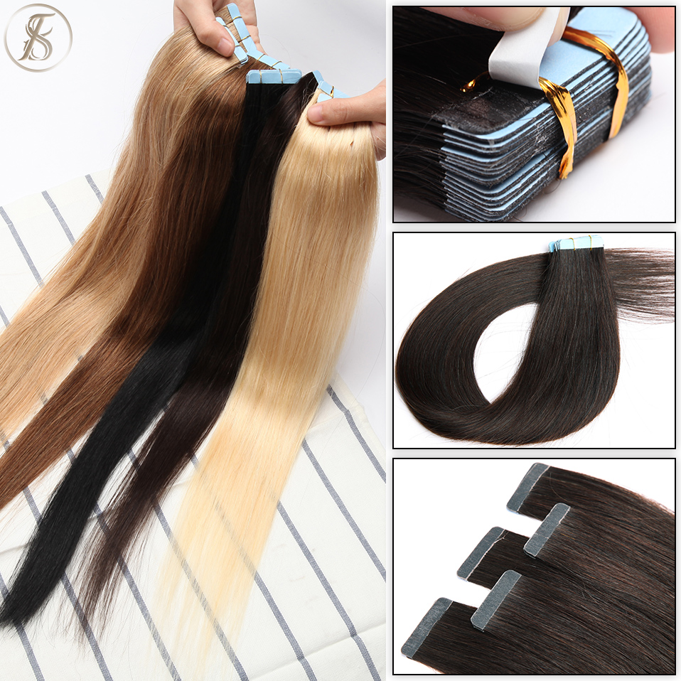 Tess 2.5g/pc Tape In Hair Extension Natural Hair Extensions Human Hair Blonde Adhesive Skin Weft Double Sides Seamless Invisible