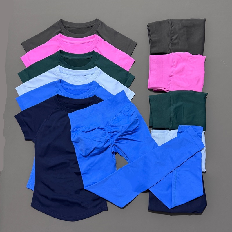 2 ピース女性ソリッドカラーセット夏カジュアル半袖 Tシャツハイウエストロングパンツソフト通気性トラックスーツ毎日の服装