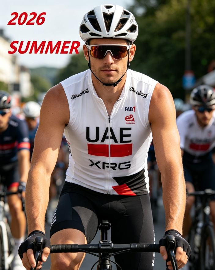 UAE XRG チーム防風/冬フリースサーマル/春夏ノースリーブサイクリングベストマイヨ Ciclismo バイク服