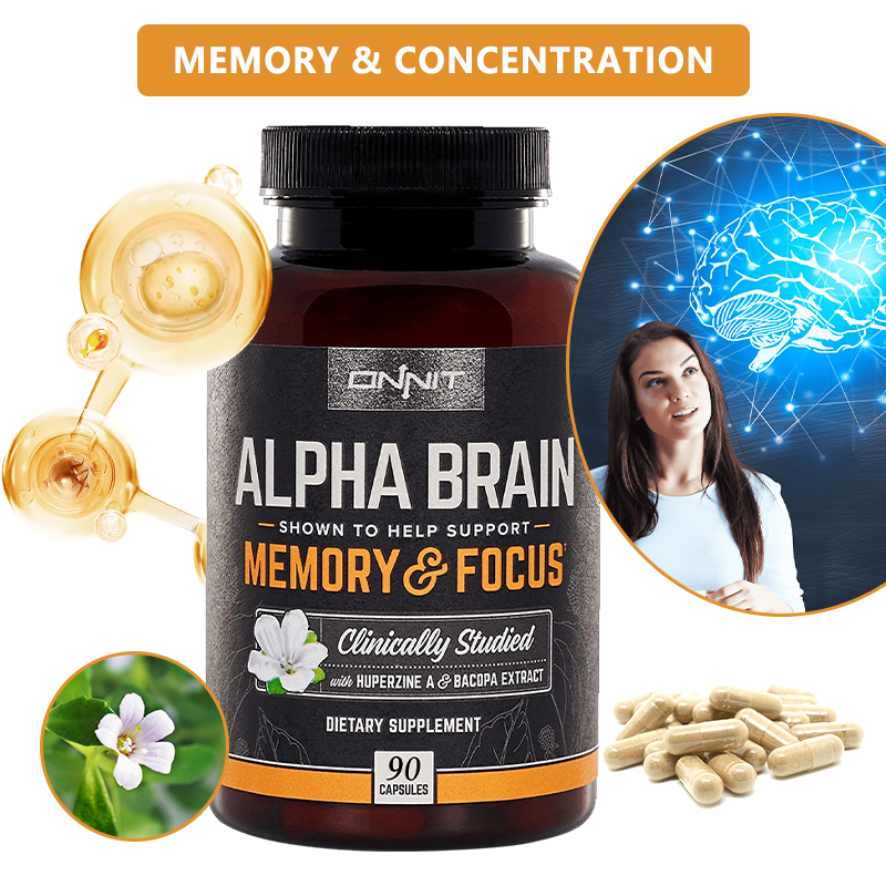 Alpha Brain - プレミアム向知性脳サプリメント - 集中力、集中力、記憶力に最適 - 90 カプセル