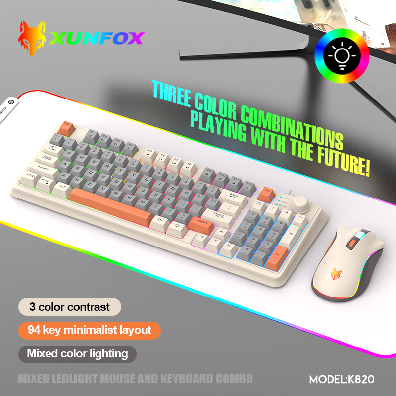 K820 USB 有線ゲームキーボードマウスセットイルミネーションデスクトップ/ラップトップホームオフィス女性男性キーボード