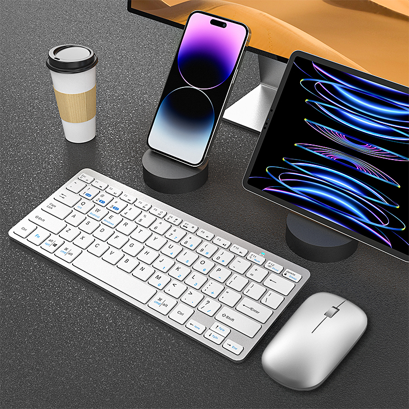 ホット販売 78 キーオフィスコンピュータ充電式超スリムワイヤレス Bluetooth キーボードとマウスのコンボ PC ラップトップタブレット用