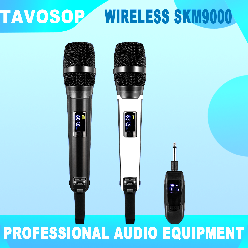 プロフェッショナル 2 チャンネル RHF ワイヤレスマイクシステム SKM9000 DJ マイク最大 656FT 範囲カラオケ用充電式レシーバー付き