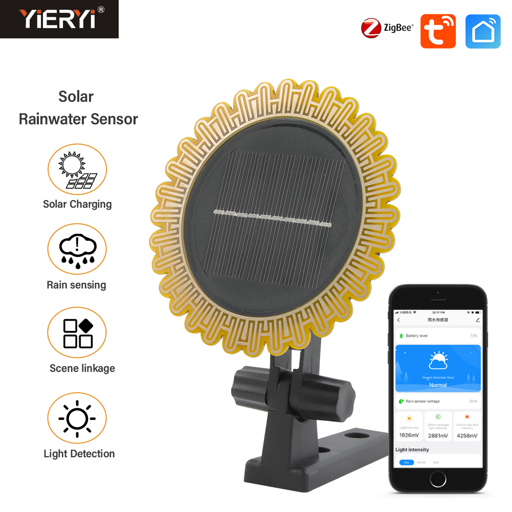 Zigbee WiFi Tuya 太陽光雨センサーソーラー充電リアルタイム雨水検出器スマートライフアプリ制御住宅屋外用