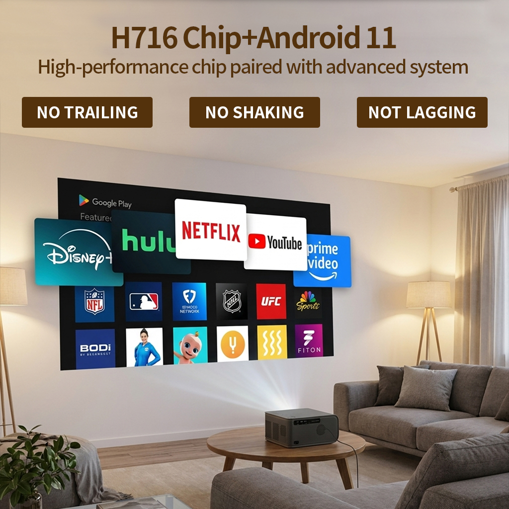 2026 新しいスマートプロジェクター 2500 ANSI LM Google Play HDR10 1920*1080P フル HD サポート 8K ビデオホームムービーシアターテレビゲーム