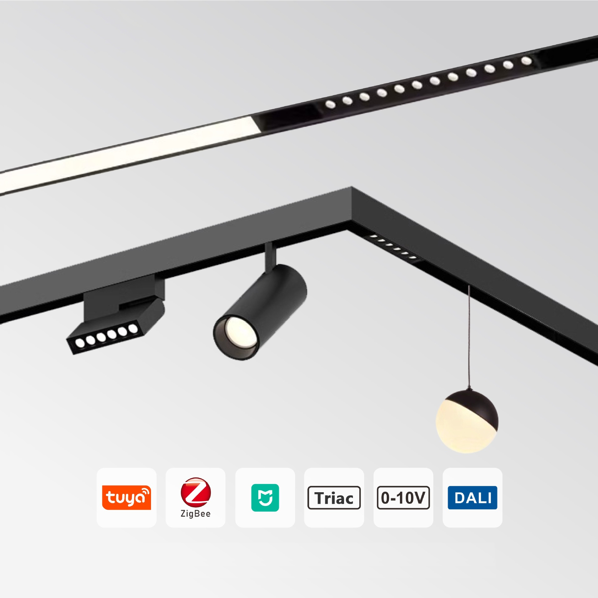 LED 磁気トラックライトスマートホーム天井埋め込み型リニアトラック照明システム 48V メインランプなし DALI Tuya Zigbee 調光可能